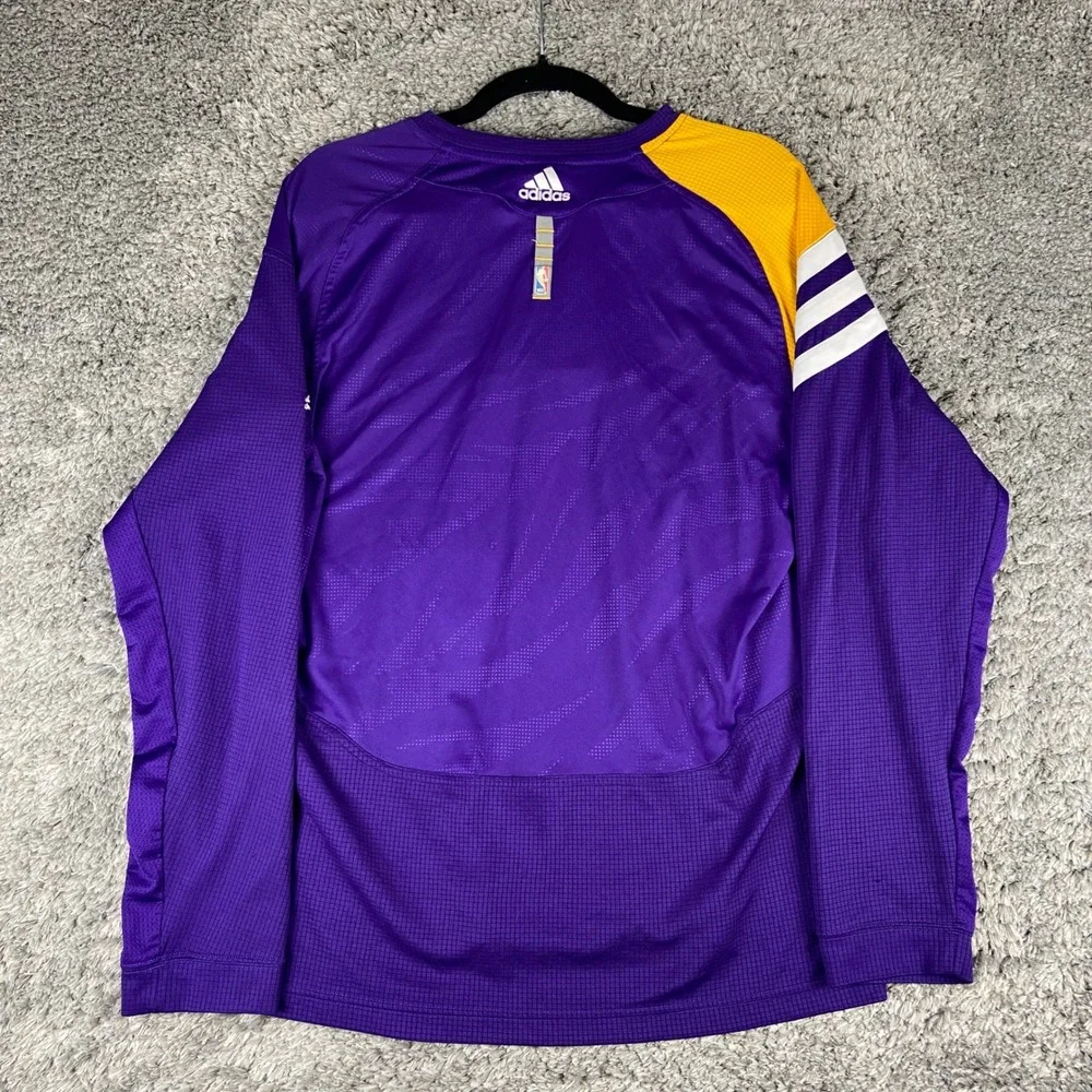 Adidas Los Angeles Lakers Warmup Shirt Mens L Purple Long Sleeve NBA‎ Basketball